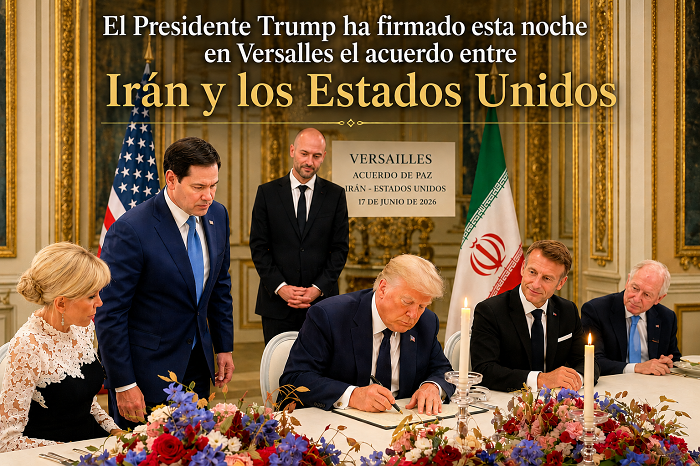 Trump firmó esta noche en Versalles el acuerdo entre Irán y los Estados Unidos