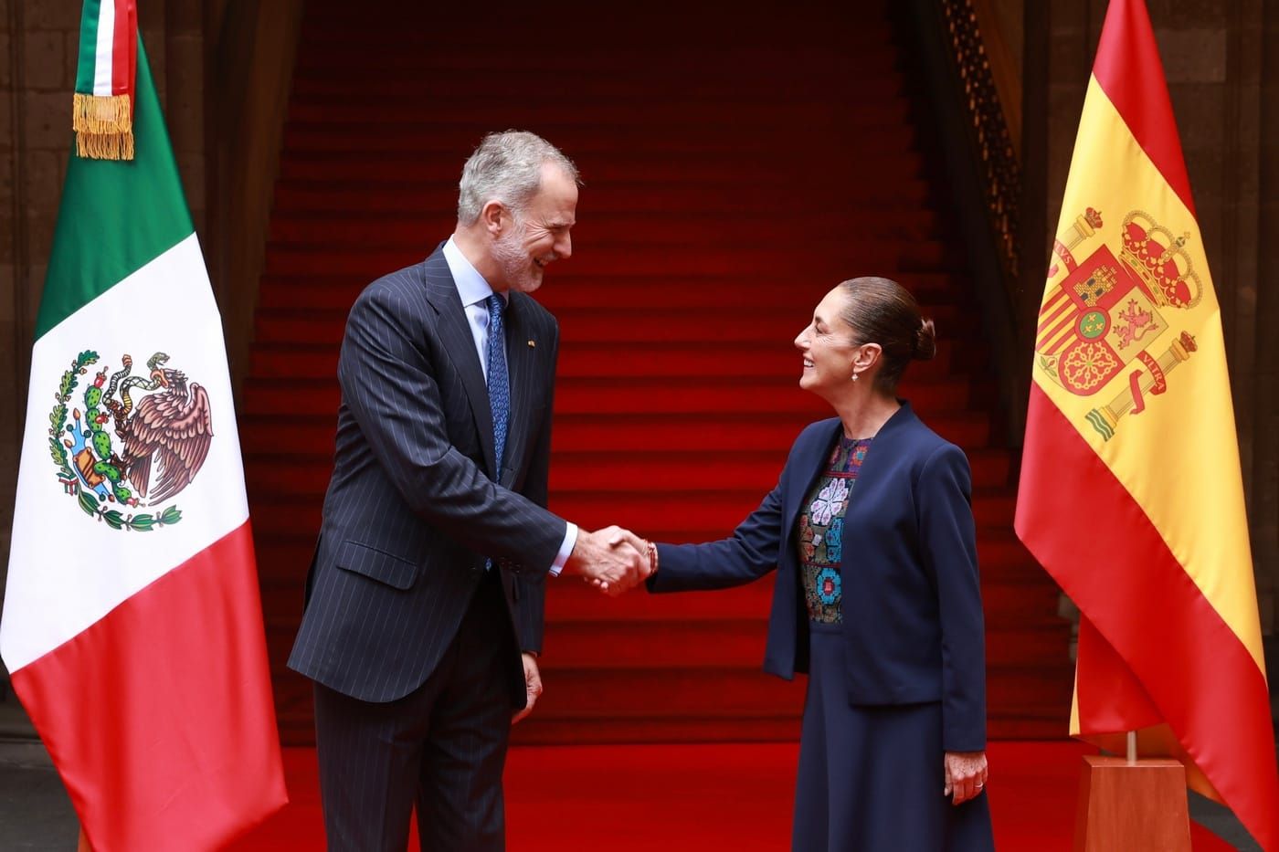 Felipe VI y Claudia Sheinbaum sostienen encuentro bilateral en Palacio Nacional