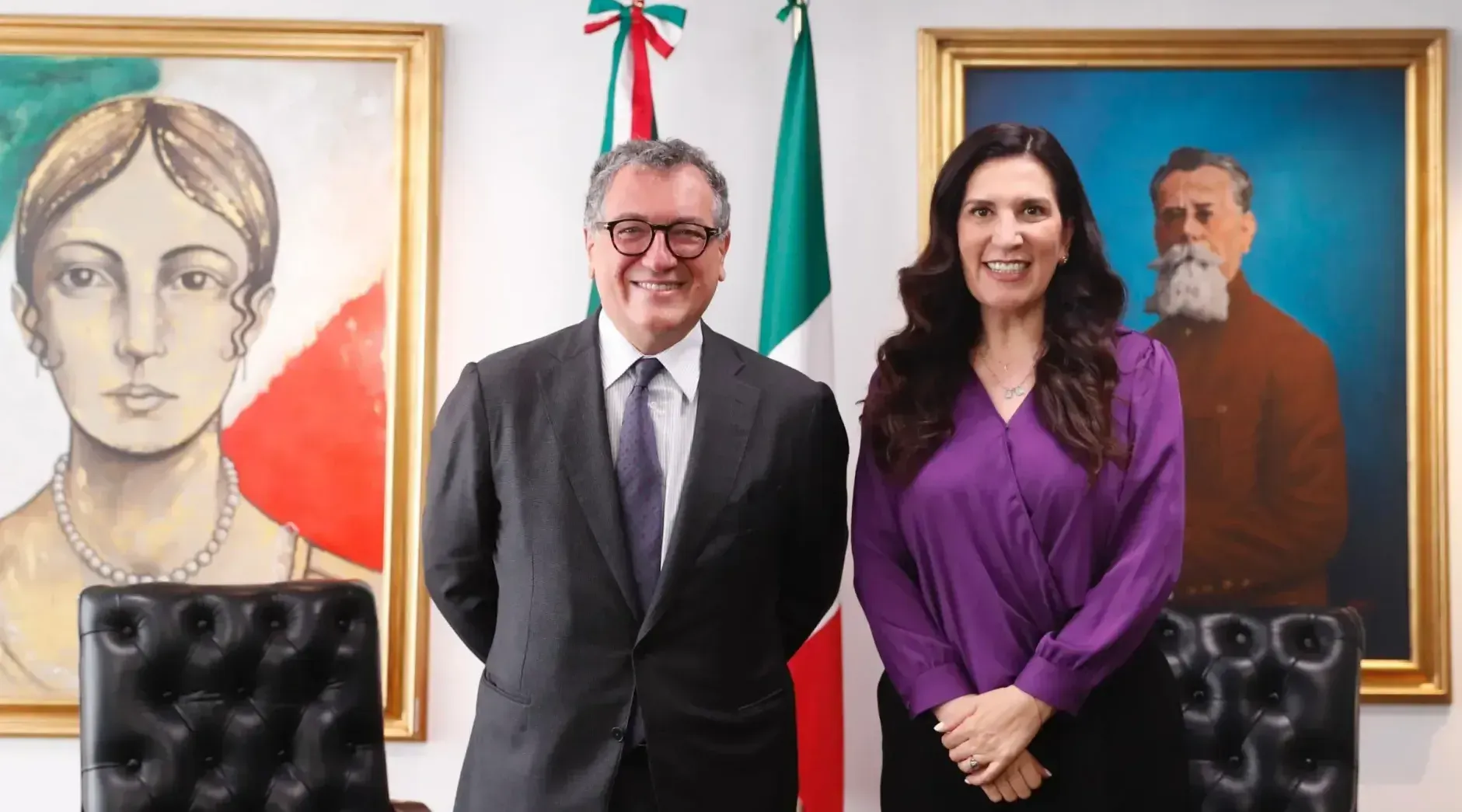 Kenia López ante su homólogo italiano, plantea retomar experiencia de Italia para fortalecer la seguridad en México