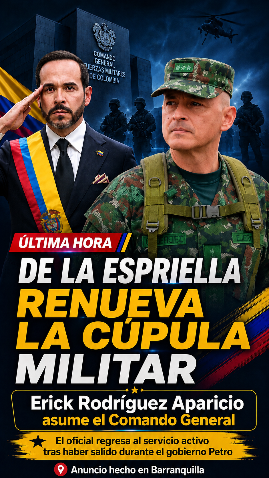 De la Espriella renueva la cúpula militar de Colombia y reincorpora a un general retirado durante el Gobierno de Gustavo Petro