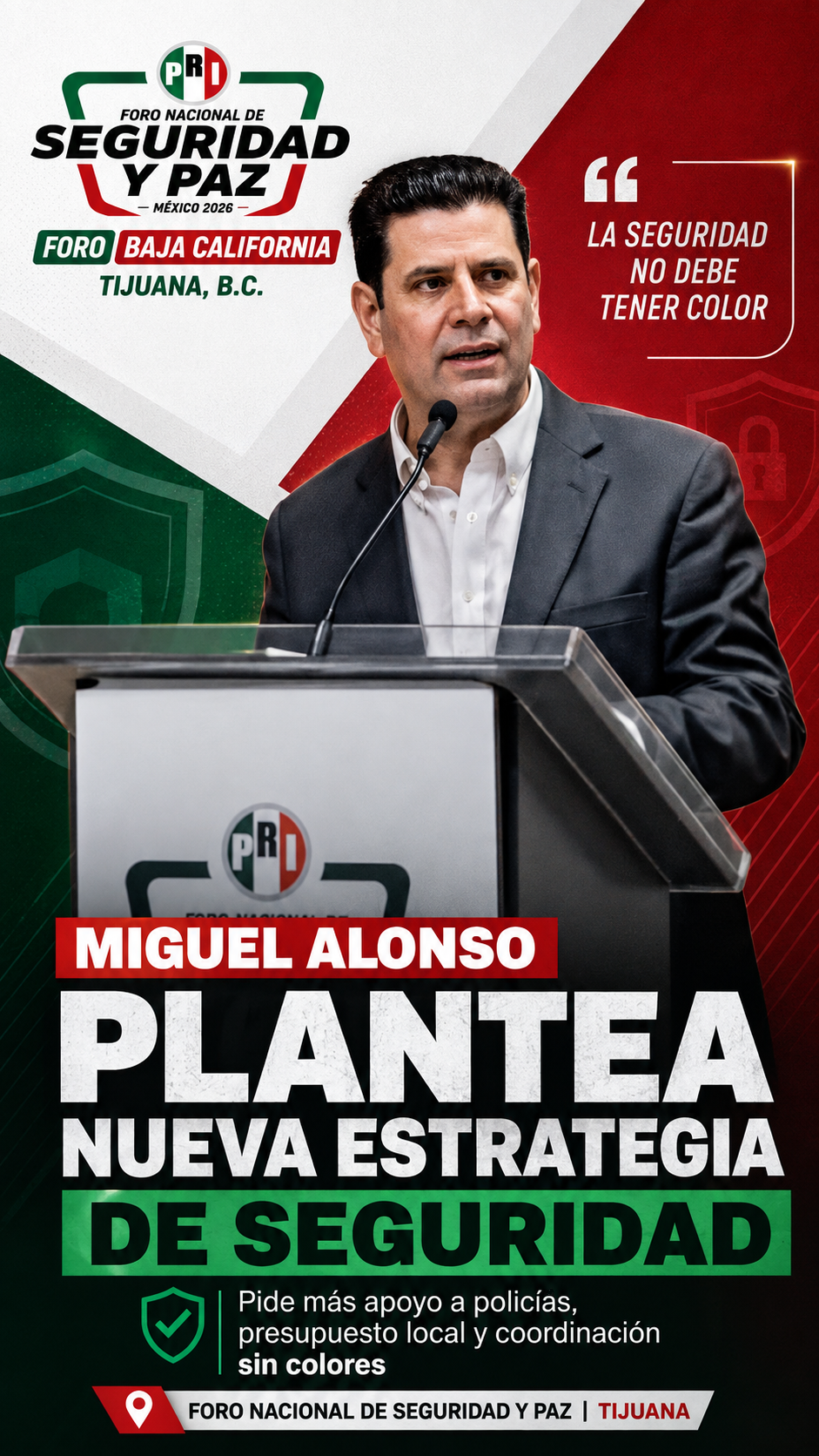 Miguel Alonso propone reforzar policías locales, inteligencia y cooperación internacional para enfrentar la inseguridad en México