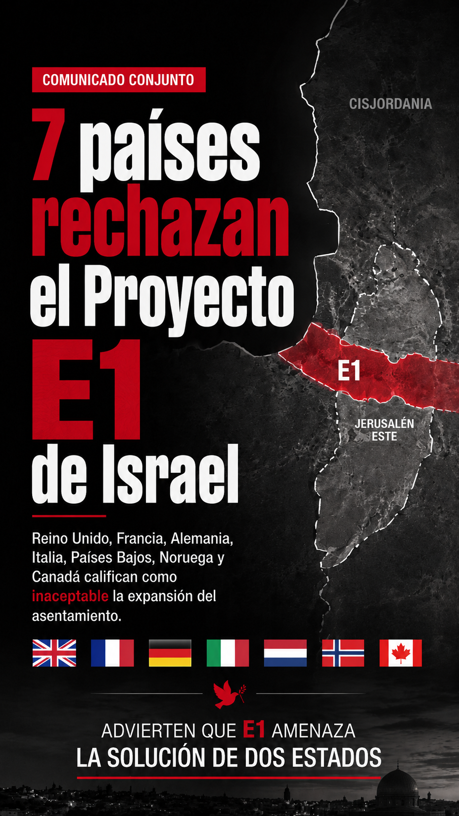 Reino Unido, Francia, Alemania y otros cuatro países exigen a Israel frenar el Proyecto de Asentamiento E1