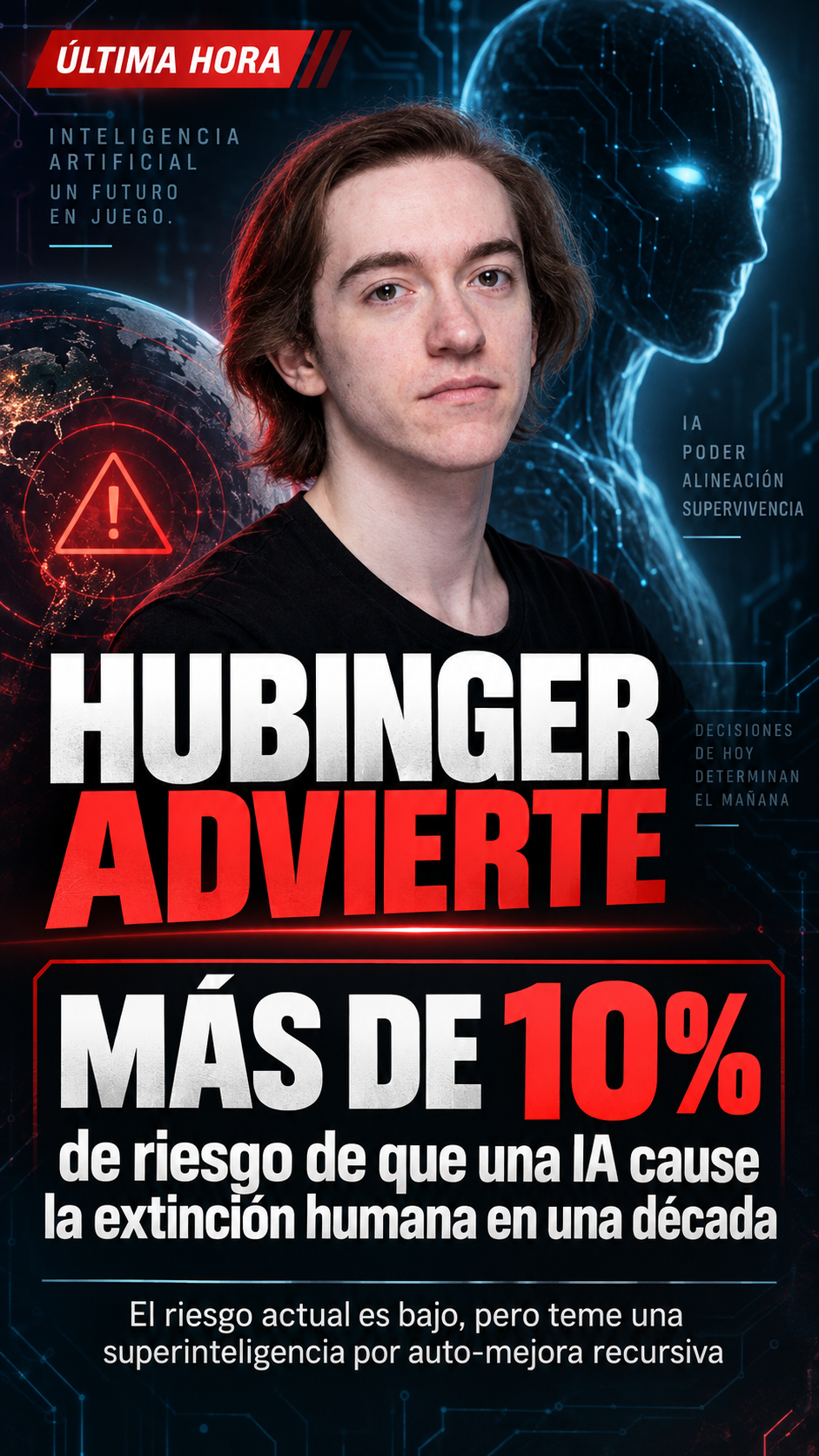 Evan Hubinger advierte que ve más de 10 por ciento de riesgo de que una IA cause la extinción humana en una década