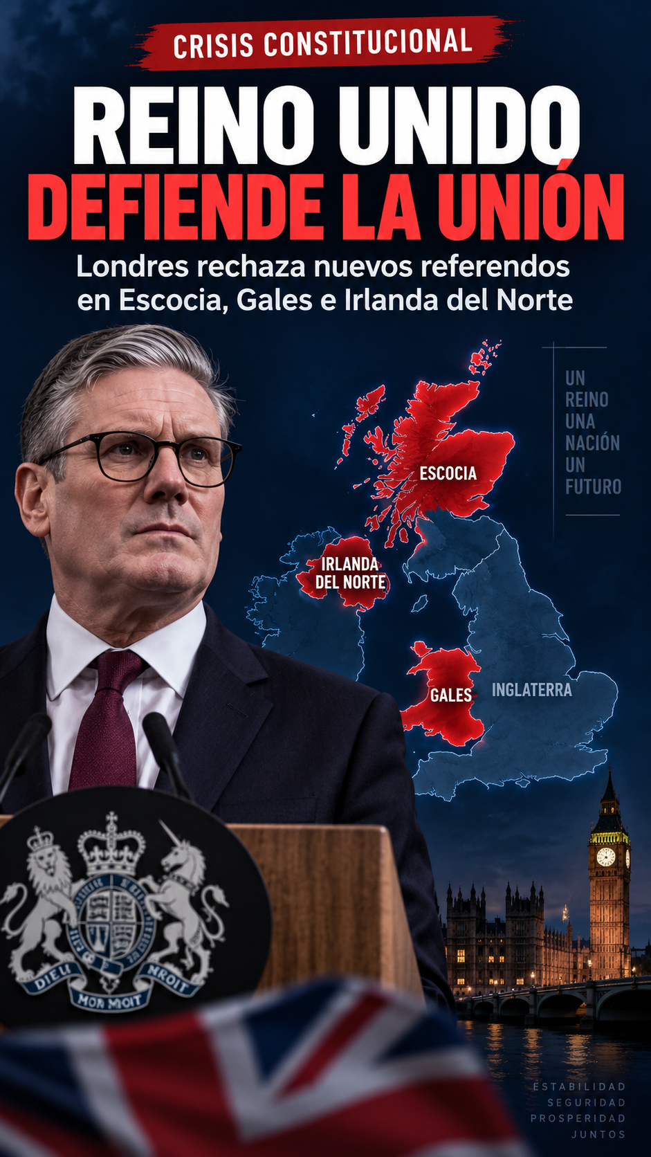 Reino Unido defiende la Unión y frena el impulso separatista de sus tres naciones: Escocia, Gales e Irlanda del Norte