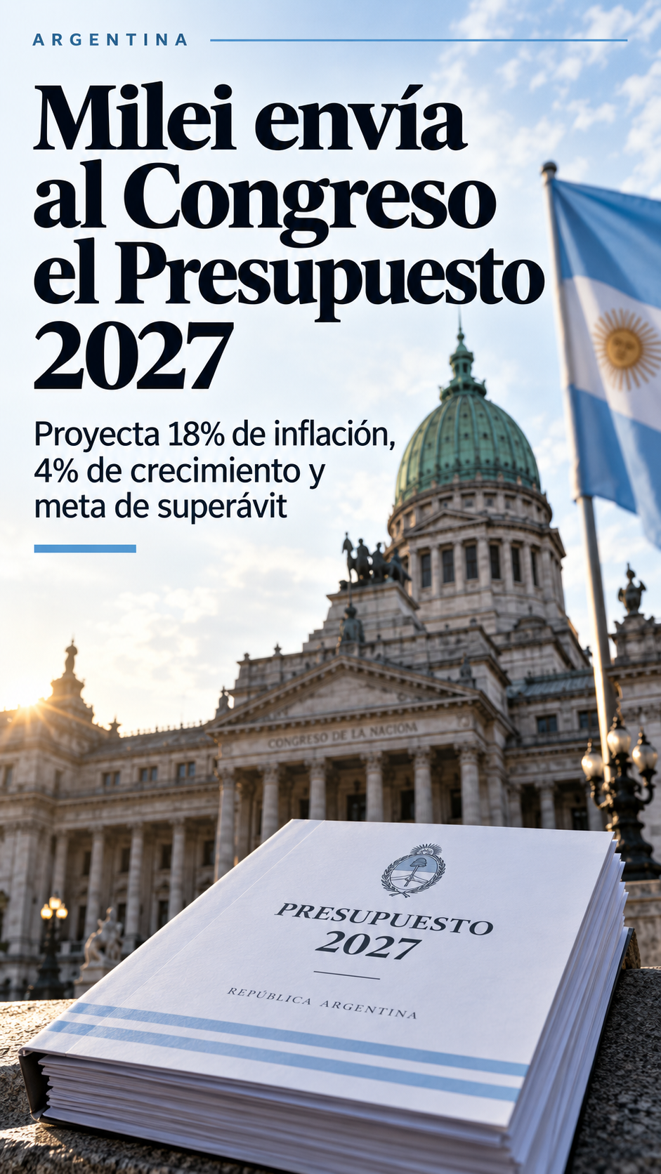 Argentina proyecta inflación de 18%, crecimiento de 4% y un cuarto año de superávit para 2027