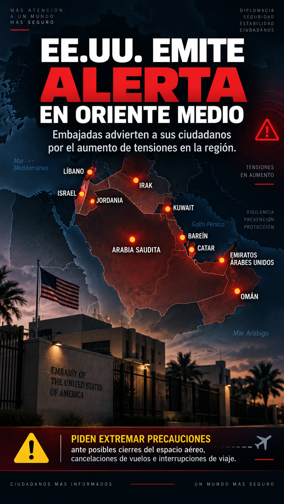 EE.UU. emite alertas de seguridad en Oriente Medio ante escalada entre Arabia Saudita y los hutíes