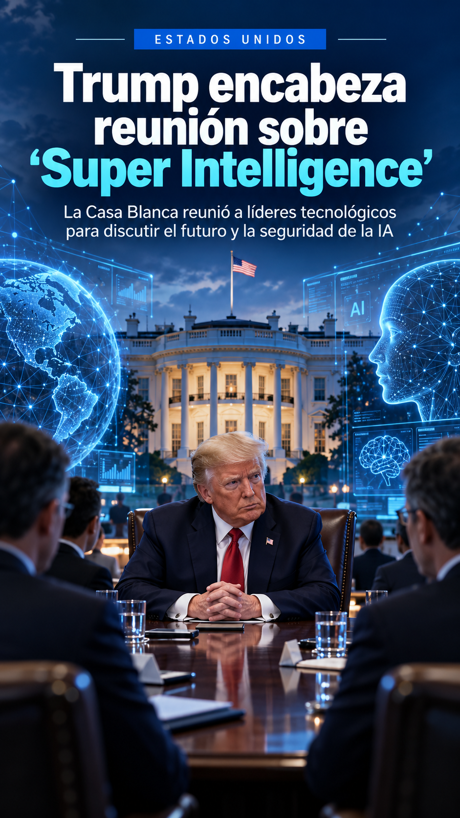 Trump reúne en la Casa Blanca a líderes tecnológicos para discutir el futuro de la “Super Intelligence”