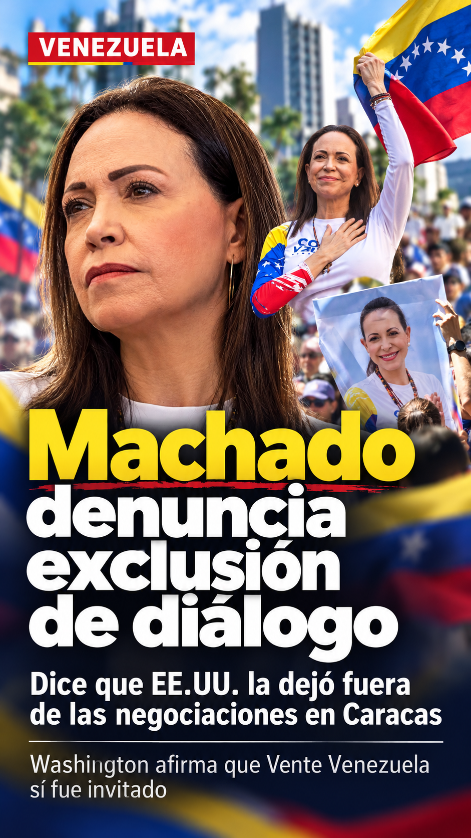 María Corina Machado acusa a EE.UU. de excluirla de las negociaciones sobre Venezuela