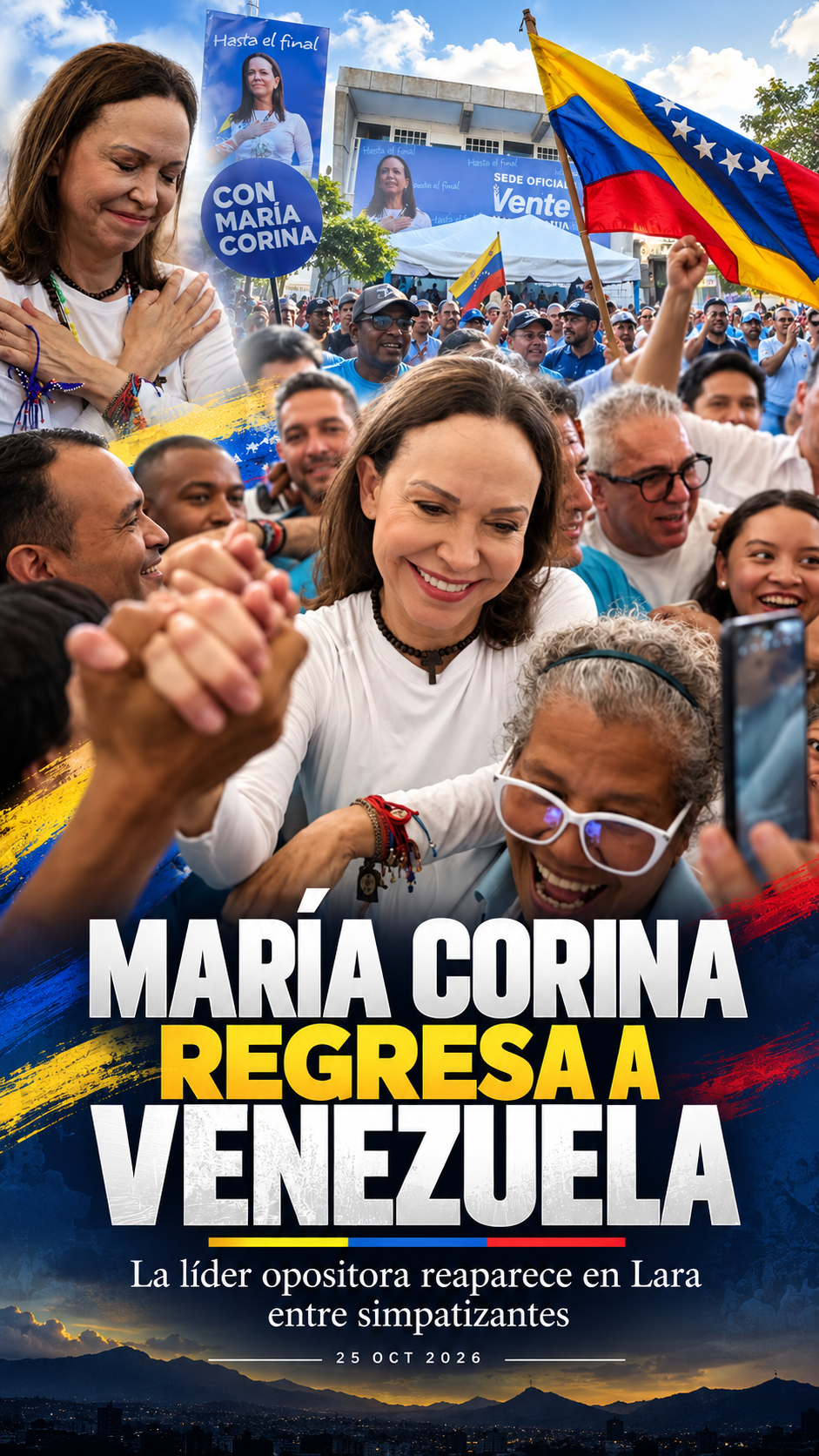 María Corina Machado regresa a Venezuela tras casi diez meses fuera del país y reaparece ante sus seguidores