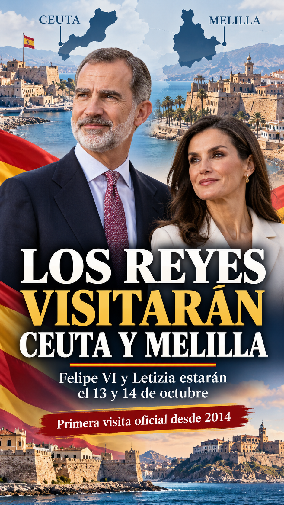 Felipe VI y Letizia visitarán Ceuta y Melilla el 13 y 14 de octubre