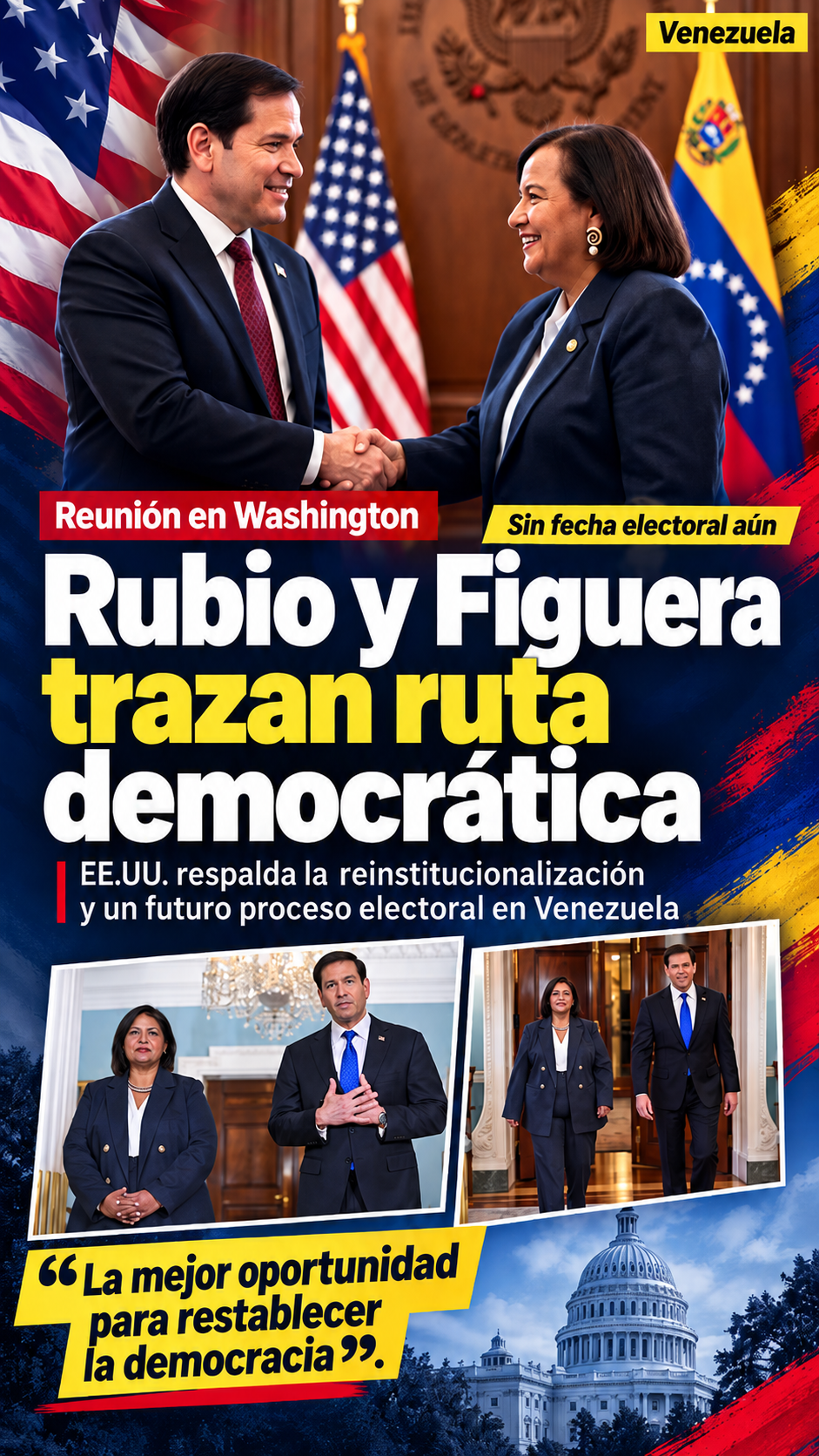 Marco Rubio recibe a Dinorah Figuera y afirma que Venezuela enfrenta su mejor oportunidad para recuperar la democracia