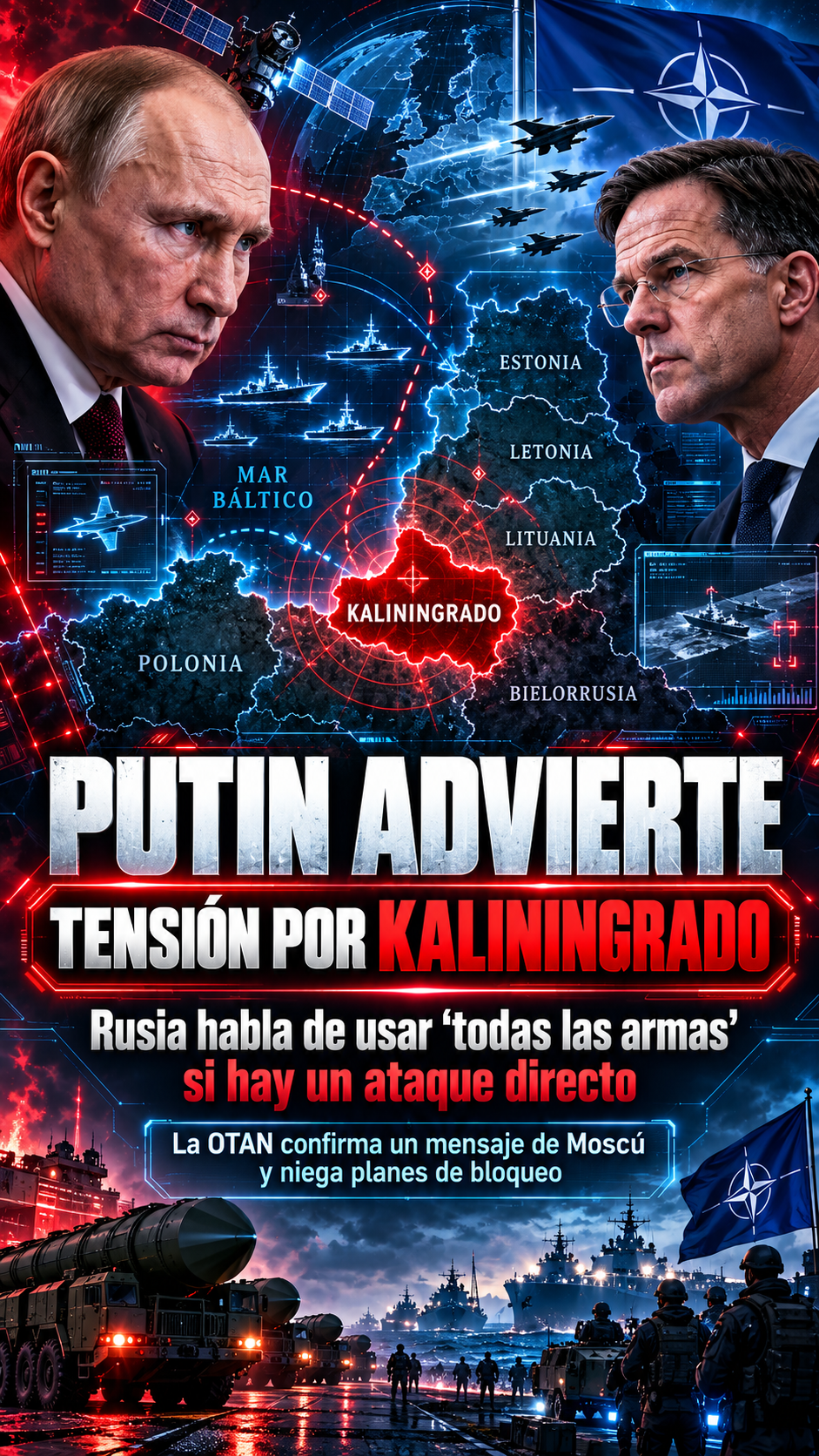 Putin advierte que Rusia podría emplear todo su arsenal si Kaliningrado es atacado; OTAN confirma mensaje de Moscú