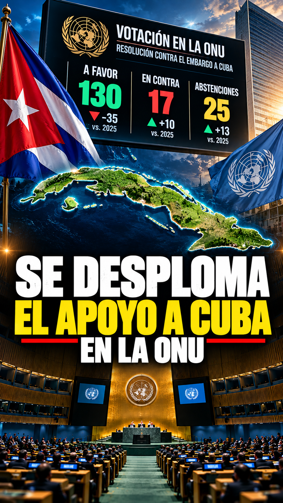 Cuba pierde 35 votos de apoyo en la ONU, pero consigue nueva condena al embargo de Estados Unidos por 130 votos a favor