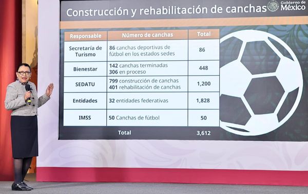 Se han construido mil 828 canchas deportivas, de una meta de 3 mil 979: Segob
