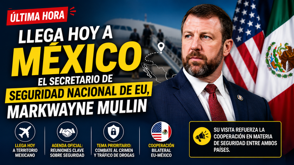 Llega hoy a México el secretario de Seguridad Nacional de EU, Markwayne Mullin