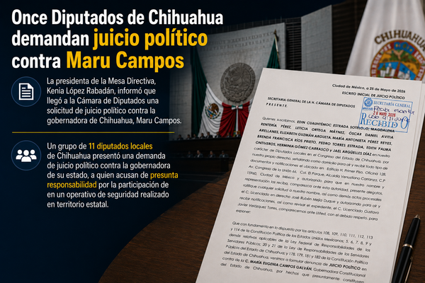 Once Diputados de Chihuahua demandan juicio político contra Maru Campos