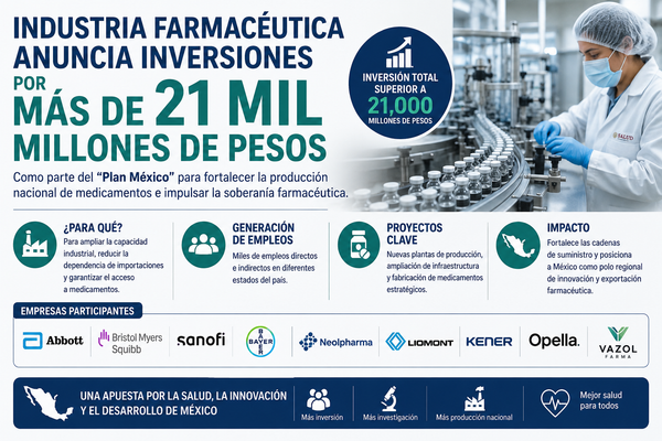 Presentan inversiones de la industria farmacéutica por más de 21 mil millones de pesos