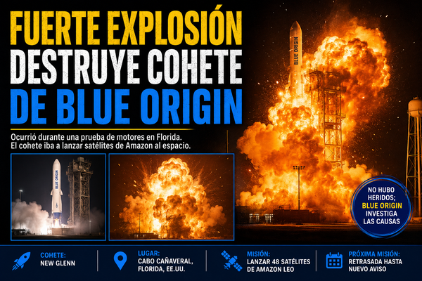 Explota un cohete de Blue Origin que iba a llevar al espacio 48 satélites de Amazon