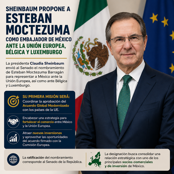 Sheinbaum propone a Esteban Moctezuma como embajador de México ante la Unión Europea