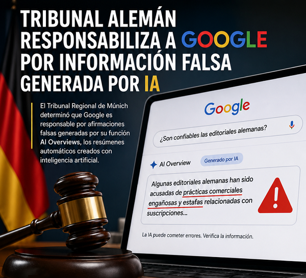 Tribunal alemán responsabiliza a Google por información falsa generada por inteligencia artificial