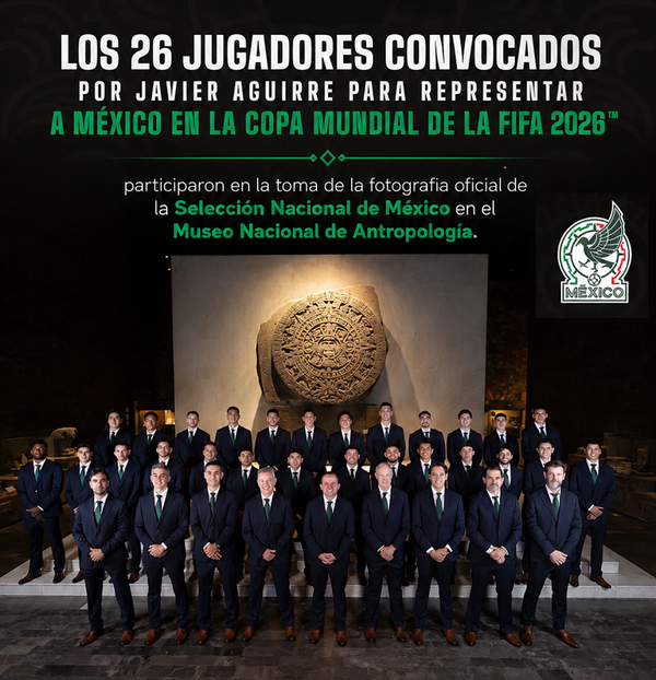 Fotografía oficial de la Selección Nacional de México en el Museo de Antropología