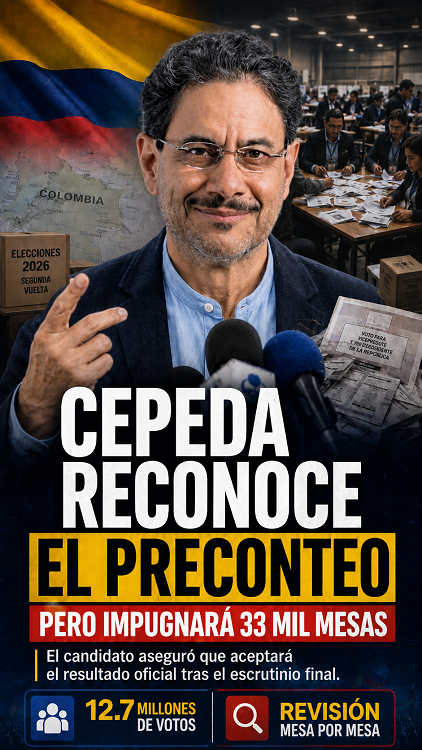 Iván Cepeda reconoce el preconteo, pero anuncia impugnación de 33 mil mesas en Colombia
