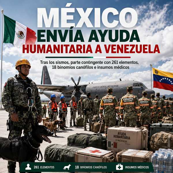 México envía 261 elementos y ayuda humanitaria a Venezuela tras los sismos