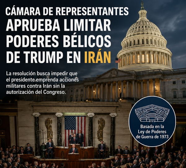 Cámara de Representantes aprueba limitar facultades bélicas de Trump en Irán