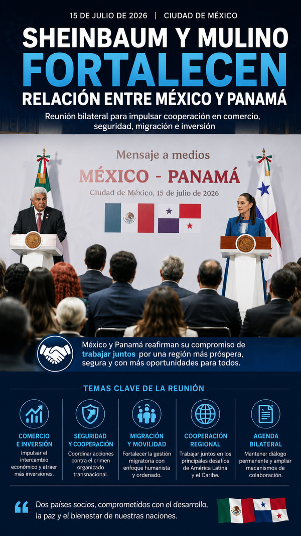 México y Panamá fortalecen su relación bilateral; Sheinbaum y Mulino destacan cooperación en comercio, seguridad y migración