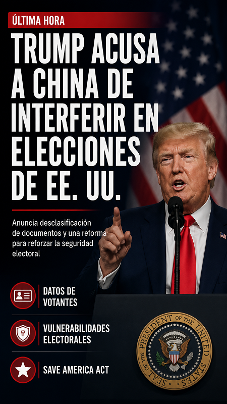 Trump acusa a China de intervenir en elecciones de EU y anuncia una ofensiva para reformar el sistema electoral