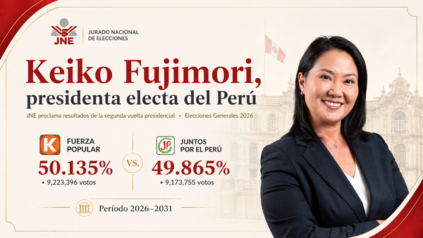 Oficialmente, Keiko Fujimori es la presidenta electa de Perú para el periodo 2026 - 2031