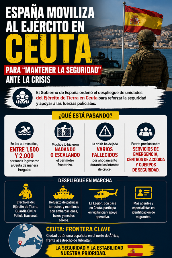España moviliza al Ejército en Ceuta para reforzar la seguridad ante la crisis migratoria