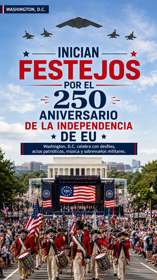 Inician los festejos en Washington, D.C. por el 250 aniversario de la Independencia de Estados Unidos