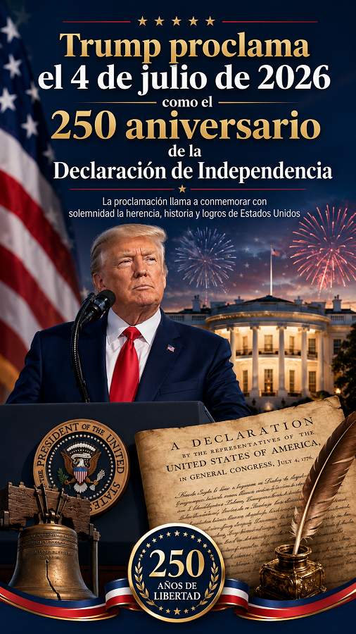 Trump proclama el 4 de julio de 2026 como el 250 aniversario de la Declaración de Independencia de Estados Unidos