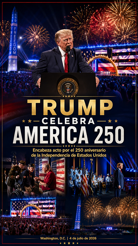 Trump reivindica “edad dorada” de Estados Unidos en discurso por el 250 aniversario de la Independencia