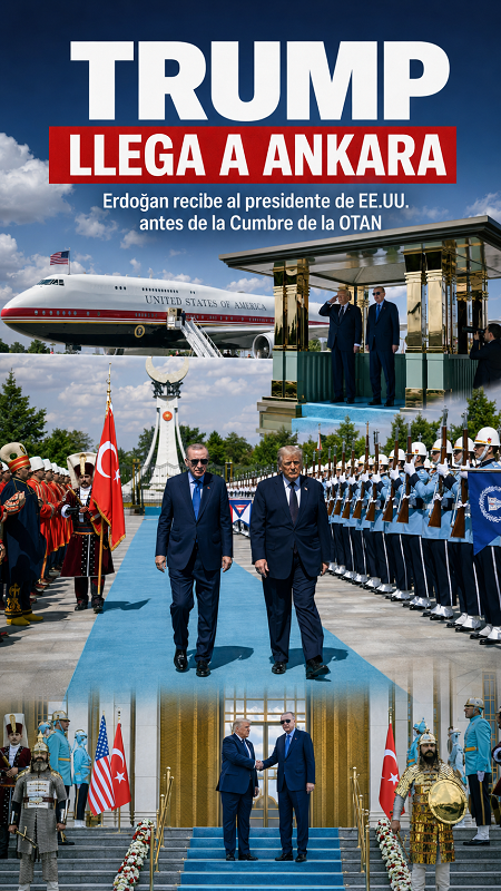 Trump llega a Turquía y es recibido por Erdoğan antes de la Cumbre de la OTAN