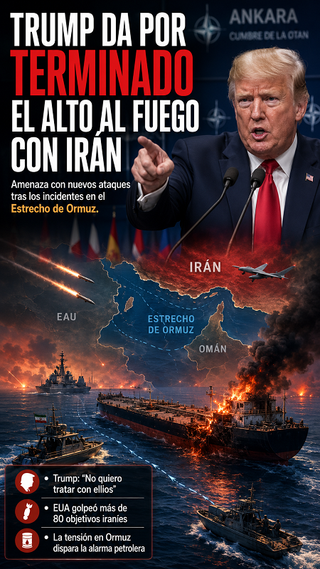 Trump da por terminado el acuerdo de alto al fuego con Irán y amenaza con nuevos ataques