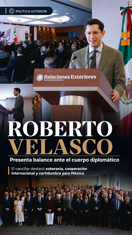 Roberto Velasco presentó ante el cuerpo diplomático los resultados de sus primeros 100 días al frente de la Cancillería