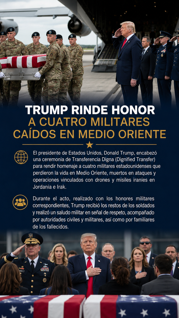Trump rinde homenaje a 4 militares estadounidenses caídos en Medio Oriente