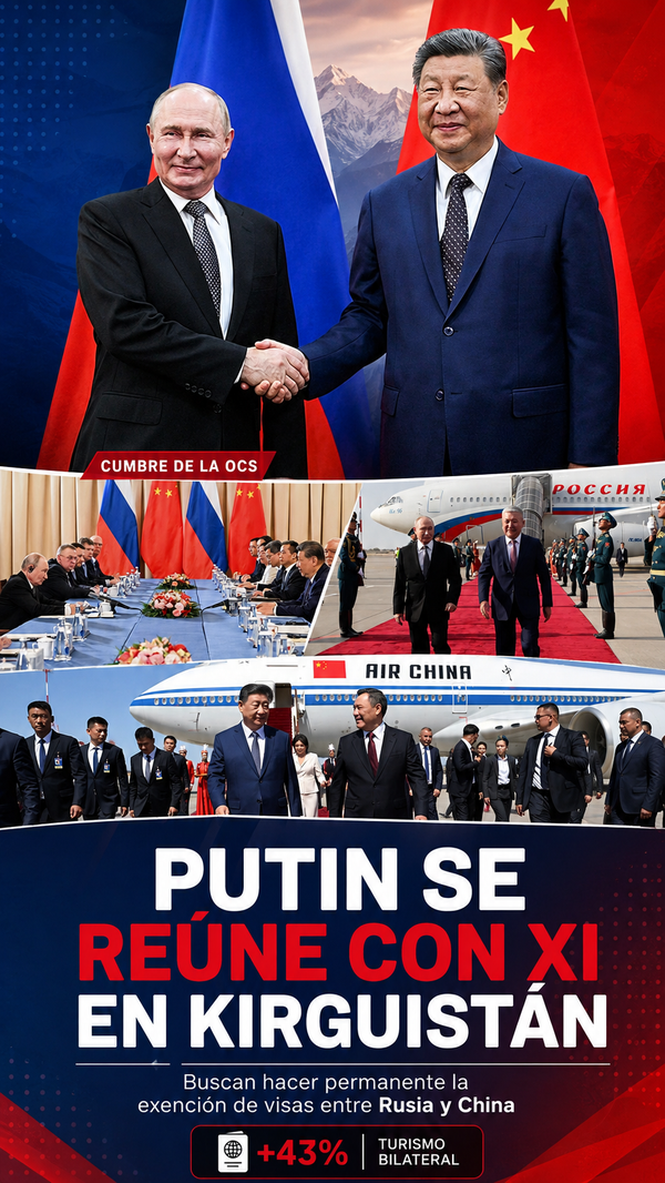Vladimir Putin inicia visita a Kirguistán con reunión con Xi Jinping, presidente de China