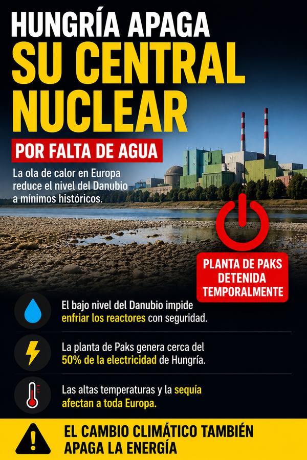 Hungría apaga temporalmente su única central nuclear por el bajo nivel del Río Danubio