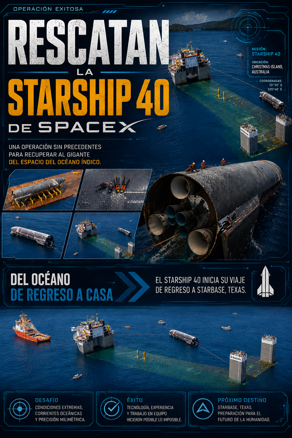 La nave Starship 40 de SpaceX inicia su increíble regreso a Texas en barco desde Australia