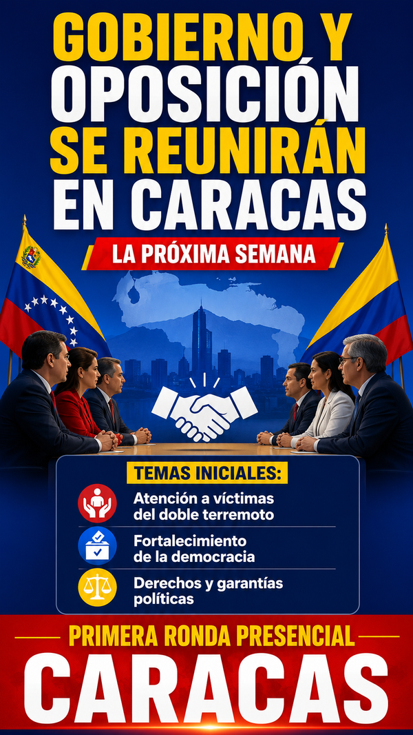 Gobierno y oposición venezolana anuncian inicio de diálogo político con primera reunión en Caracas