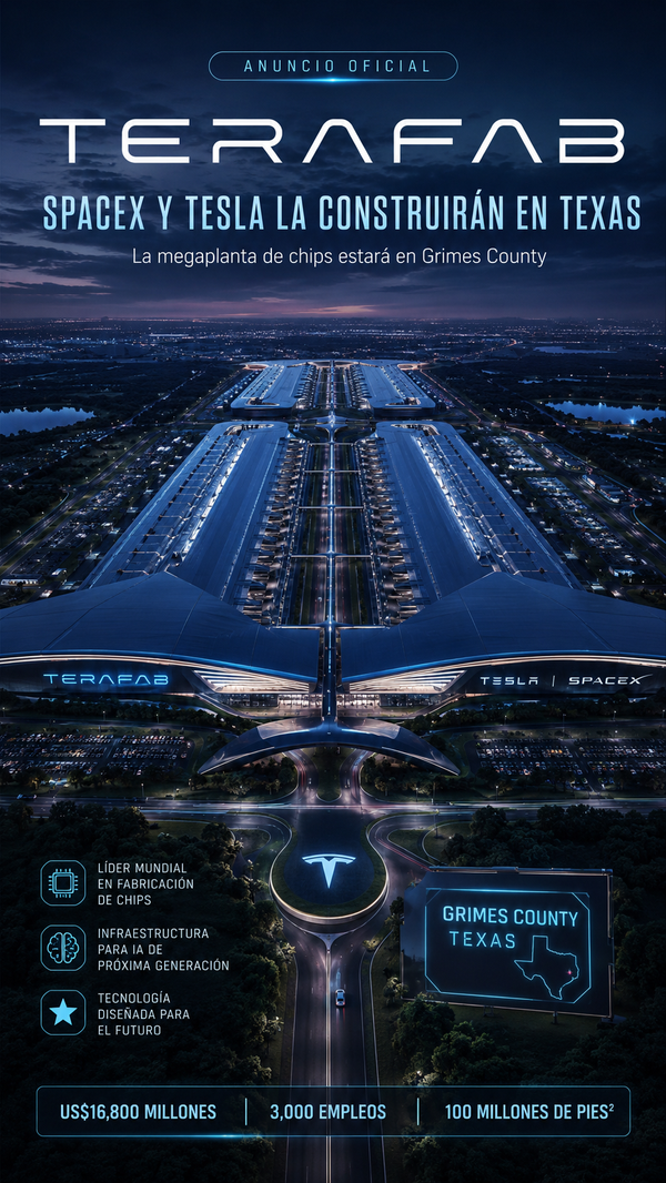 SpaceX y Tesla construirán Terafab en Texas con una inversión inicial de 16,800 millones de dólares