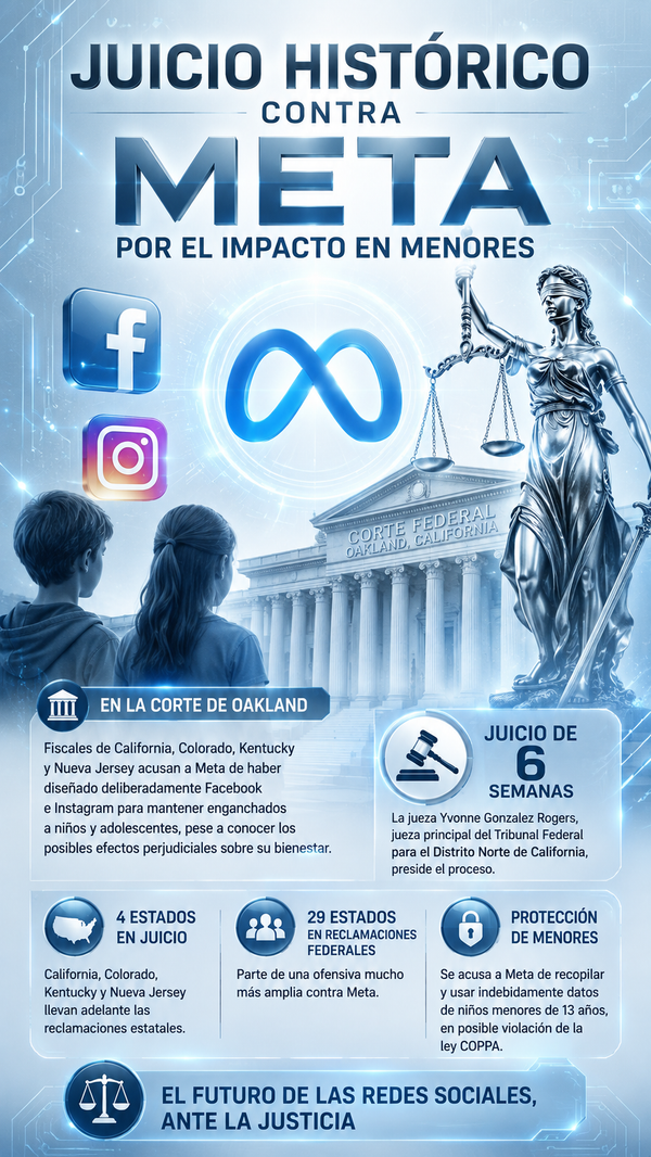 Meta enfrenta en California un juicio histórico por presunta adicción de menores a Facebook e Instagram
