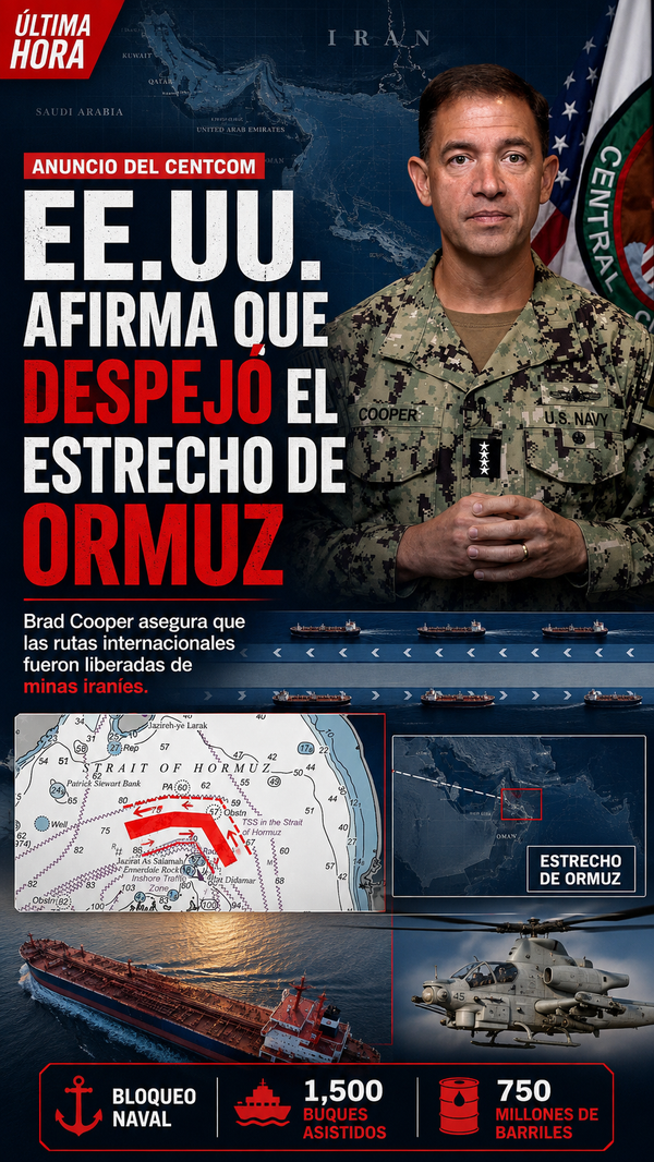 Estados Unidos afirma haber despejado de minas el estrecho de Ormuz