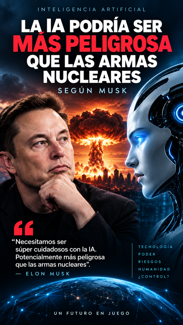 Elon Musk revive su advertencia: la IA podría ser más peligrosa que las armas nucleares