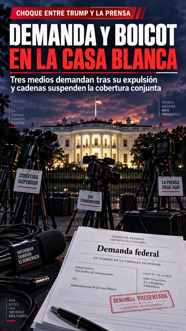 Escala choque entre Trump y la prensa: tres medios demandan a la Casa Blanca y surge “Trump TV”