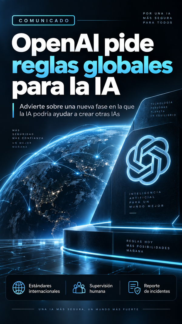 OpenAI plantea estándares internacionales ante el riesgo de una IA capaz de mejorar a otras inteligencias artificiales