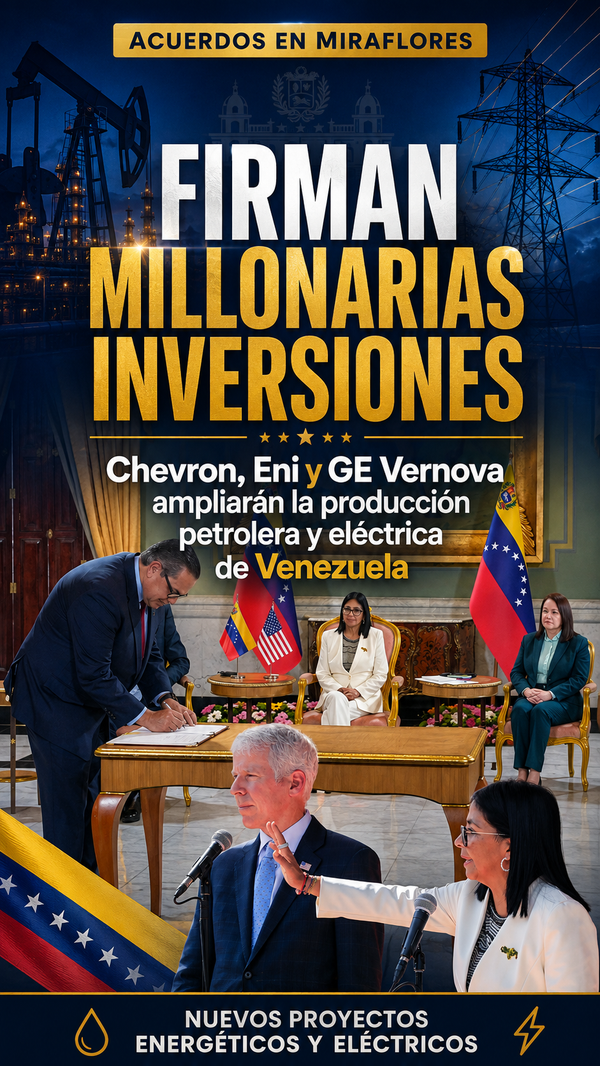 EE.UU. anuncia millonarias inversiones de Chevron, Eni y GE Vernova para ampliar la producción petrolera y eléctrica de Venezuela